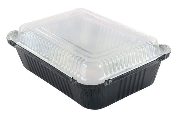 Colored Disposable Aluminum 3.75 Pound Carryout pan w/ Plastic Lid #3227P KitchenDance