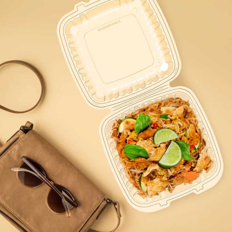9" Entrée PP Plastic Hinged Clear Container with Vented Lid - #90PPHT1