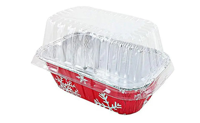 Amazon Overstock 1 lb. Disposable Holiday Foil Loaf Pan with Dome Lid - 25 Count - #9302X Durable Packaging