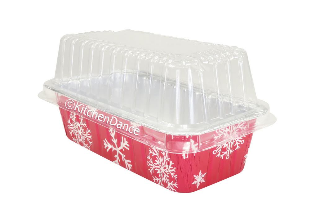 2 lb. Disposable Holiday Foil Loaf Pan with Plastic Lid   #9401P