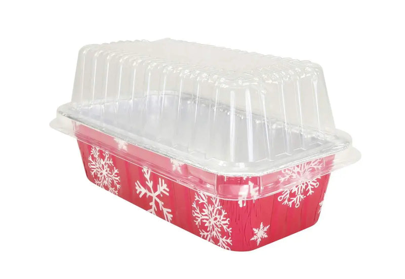 Amazon Overstock 2 lb. Disposable Holiday Foil Loaf Pan with Plastic Lid - 25 Count - #9401P Durable Packaging