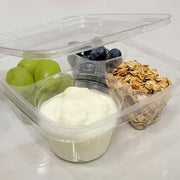 Inline Plastics Safe-T-Fresh 6x6 Tamper Evident & Tamper Resistant 4 Compartment Clamshell - #TSSB3R Inline Plastics