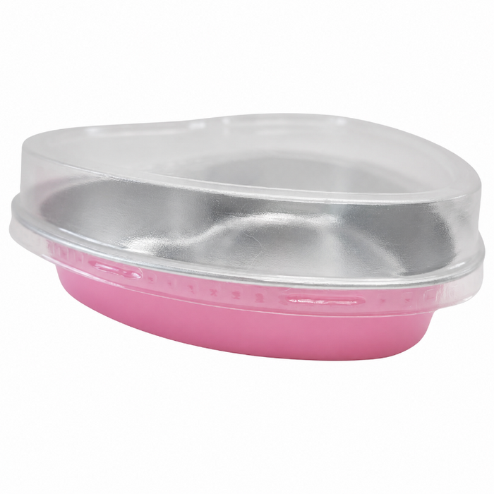 8 oz. Disposable Heart shaped Foil Pan with Snap-on Plastic Lid - #A255P