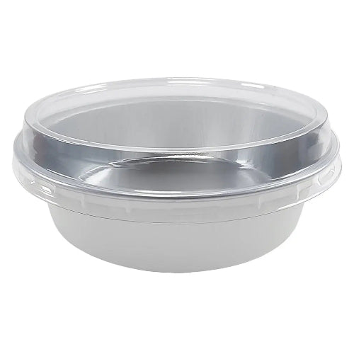 8 oz. Smooth wall Disposable Round Foil Pan with Snap-on Plastic Lid  #A42P KitchenDance