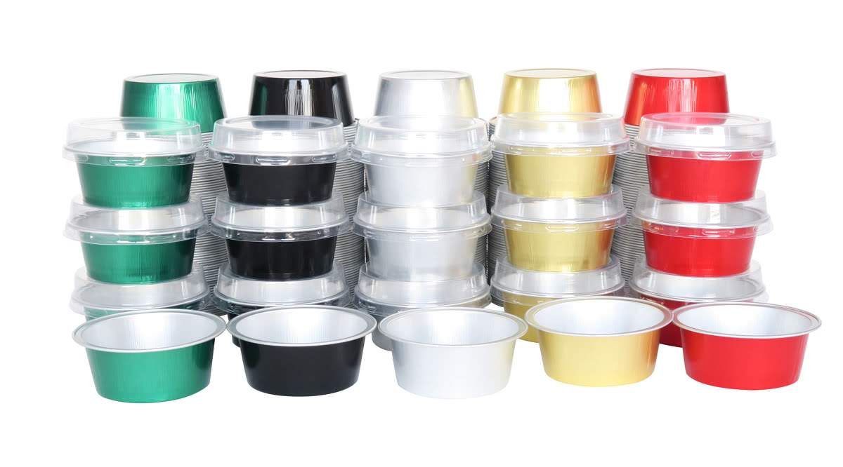 Tapas de plástico para vasos de aluminio de colores de 1½ oz. N.º PL-A45