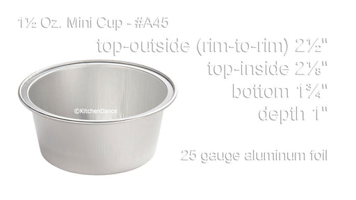 disposable aluminum foil 1½" OZ. mini dessert cups, baking cups