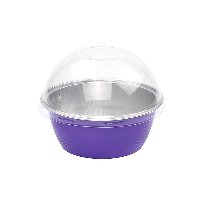 4 oz. Colored Foil Ramekins / Baking Cups with Plastic Lid - #A50P
