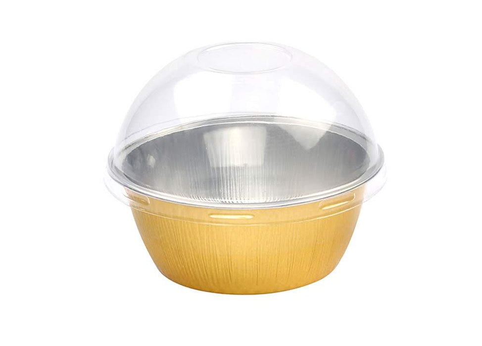 4 oz. Colored Foil Ramekins / Baking Cups with Plastic Lid - #A50P