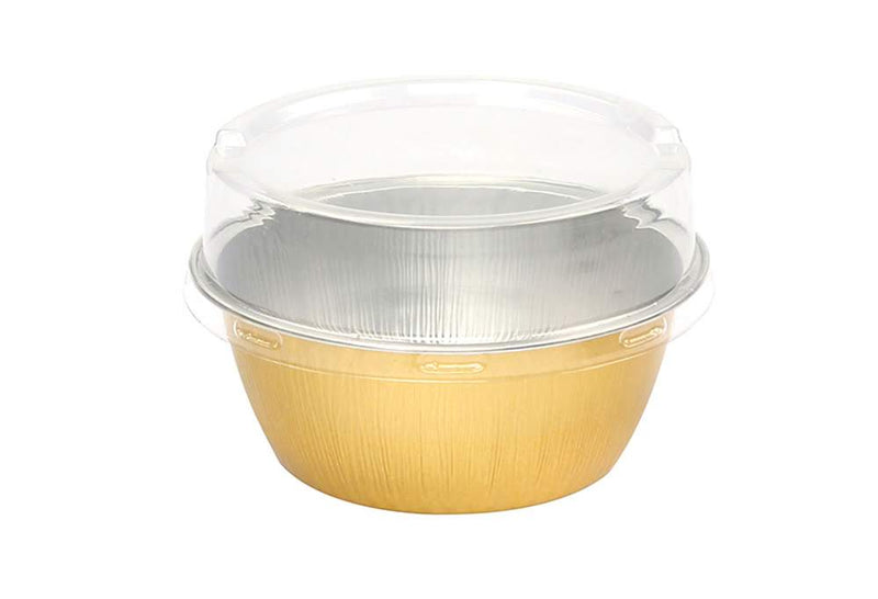 4 oz. Colored Foil Ramekins / Baking Cups with Plastic Lid - #A50P