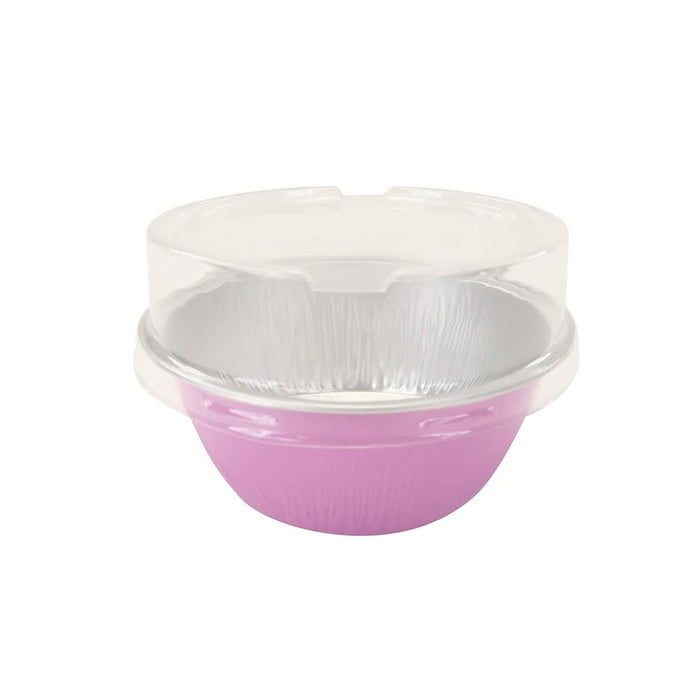 4 oz. Colored Foil Ramekins / Baking Cups with Plastic Lid - #A50P
