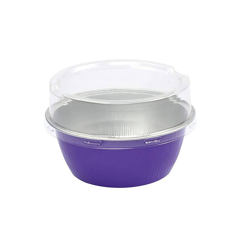 4 oz. Colored Foil Ramekins / Baking Cups with Plastic Lid - #A50P