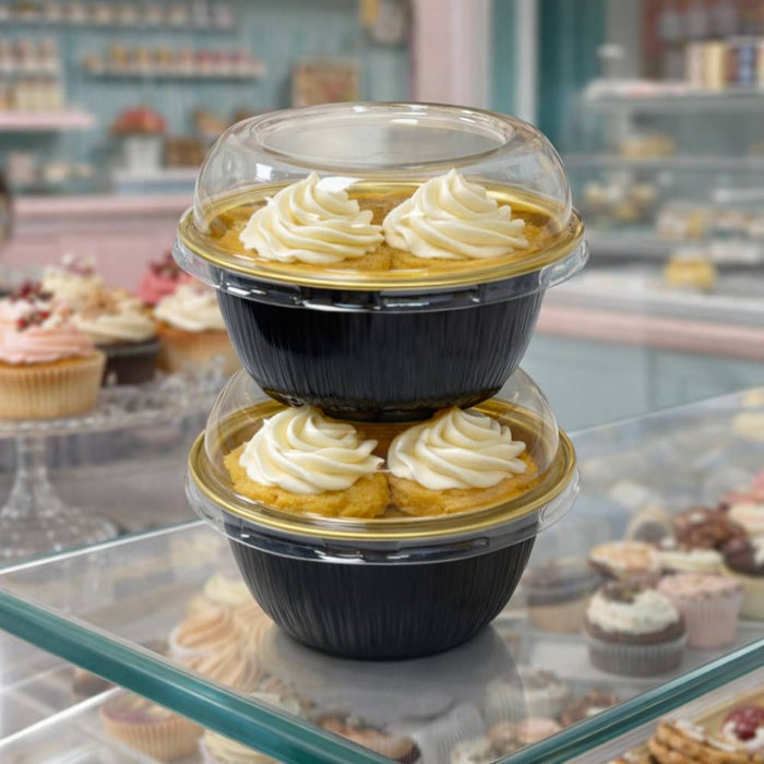 4 oz. Disposable Foil Ramekins with Hybrid Lid - #A50-B&G-HL