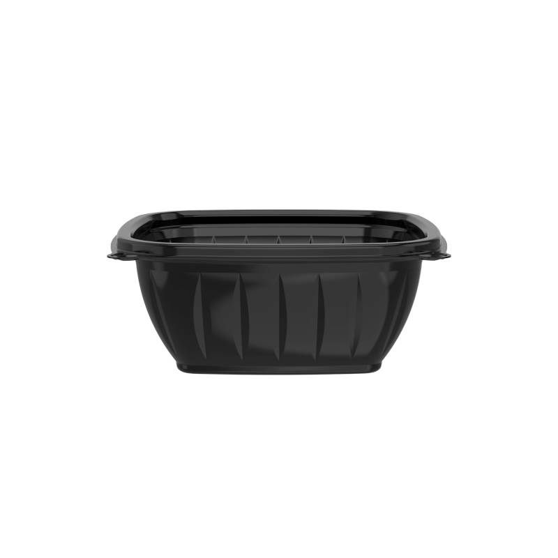 12 oz. Square Black PP Plastic Bowl - #B12SB