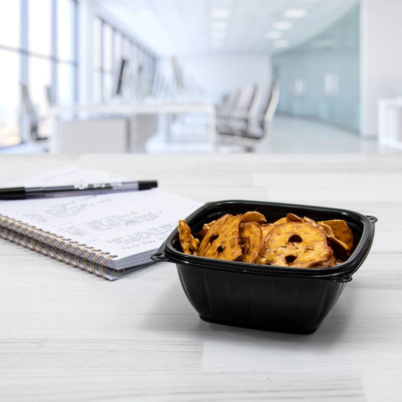 12 oz. Square Black PP Plastic Bowl - #B12SB