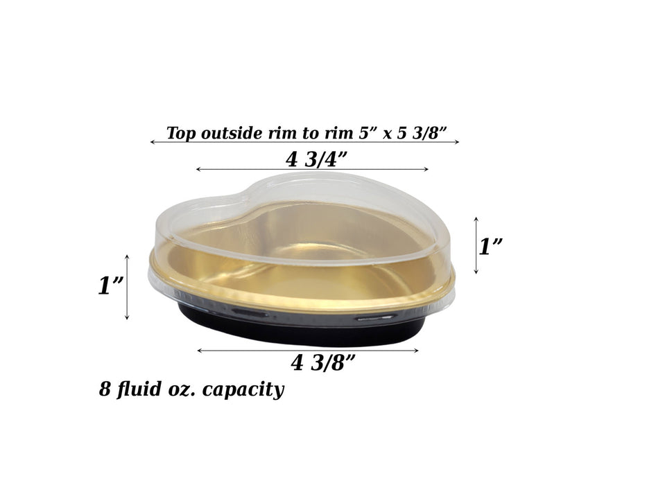 8 oz.  Disposable Heart shaped Foil Pan with Snap-on Plastic Lid  #A255P