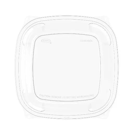 Dart 24-64 oz. Clear PET Plastic Large Square Lid - Sleeve of 63 - #C2464BDL
