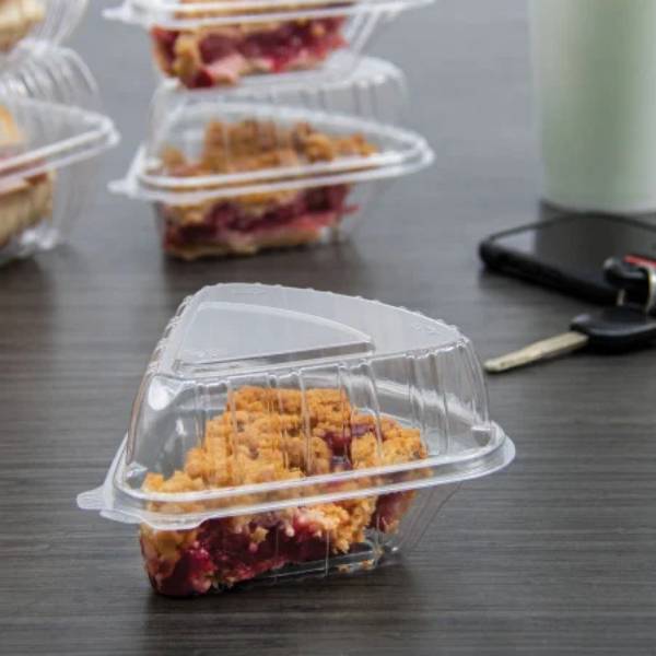 Standard Disposable Plastic Hinged Pie Slice Container - #CPC-C54 ...