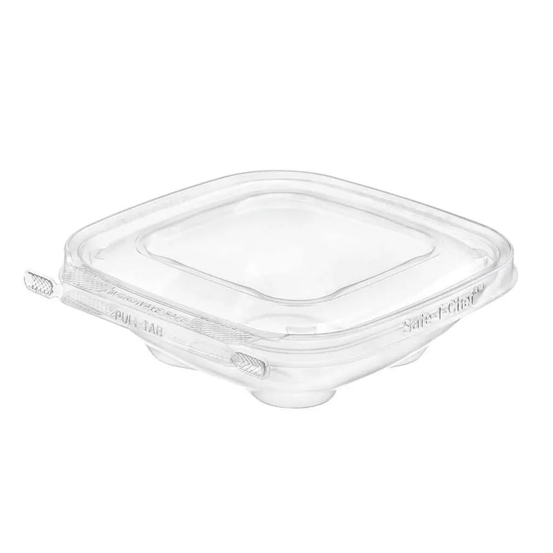 Safe-T-Chef 5x5 Tamper Evident & Tamper Resistant Microwaveable Flat Lid Clamshell Container, 12 oz. - #C5512F Inline Plastics