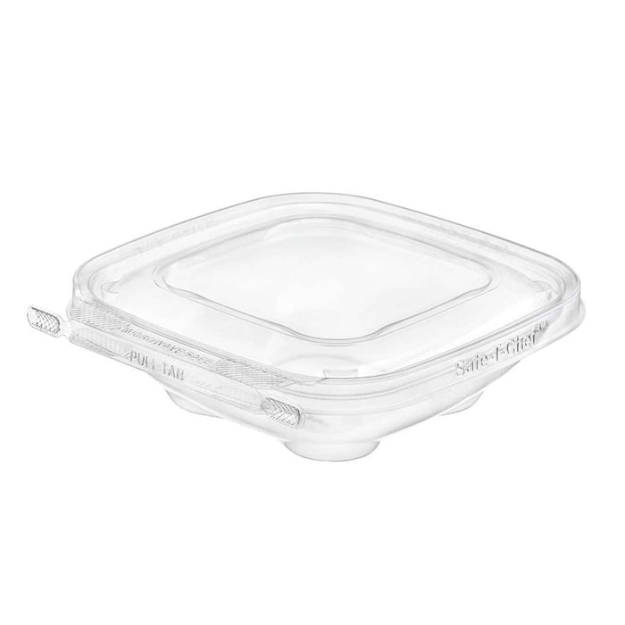 Safe-T-Chef 5x5 Tamper Evident & Tamper Resistant Microwaveable Flat Lid Clamshell Container, 12 oz. - #C5512F