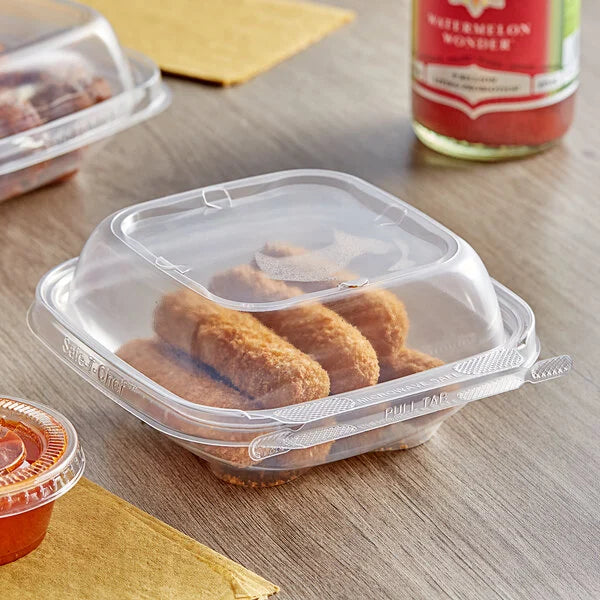Safe-T-Chef 5x5 Tamper Evident & Tamper Resistant Microwaveable Clamshell Container, 12 oz. - #C5512XD