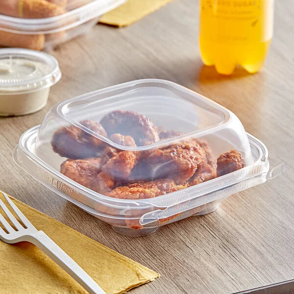 Safe-T-Chef 5x5 Tamper Evident & Tamper Resistant Microwaveable Clamshell Container, 12 oz. - #C5512XD