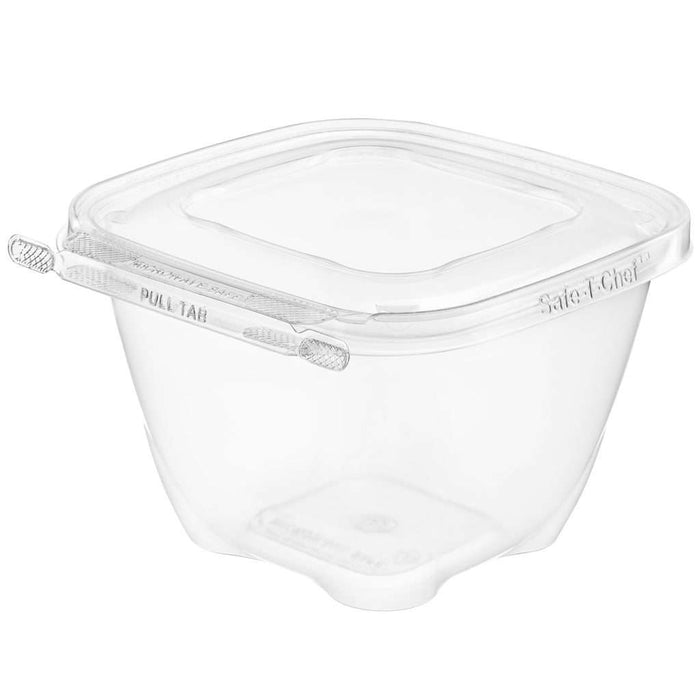 Safe-T-Chef 5x5 Tamper Evident & Tamper Resistant Microwaveable Clamshell Container, 32 oz. - #C5532F