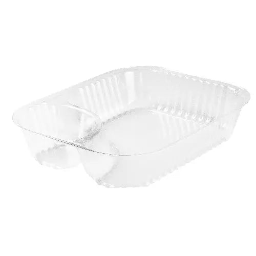 Dart Clear OPS Plastic 2 Compartment Large Nacho Tray - Sleeve of 125 - #C68NT2 Dart Container