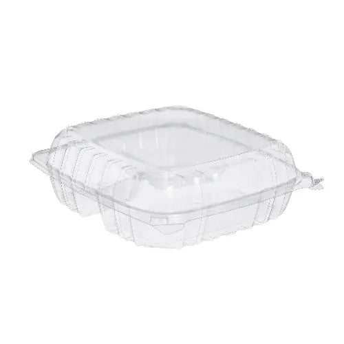 Dart 8.8 x 9.3" Clear OPS Plastic 3-Compartment Hinged Container - #C95PST3