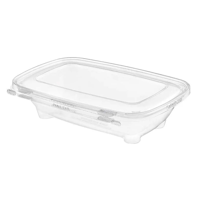 Safe-T-Chef 9 x 6 Tamper Evident & Tamper Resistant Microwaveable Flat Lid Clamshell, 35 oz. - #C9635 Inline Plastics