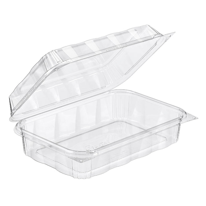 CrystalFresh 9 x 6 Rectangular No Rib Design Hinged Bakery Container - #CF6040