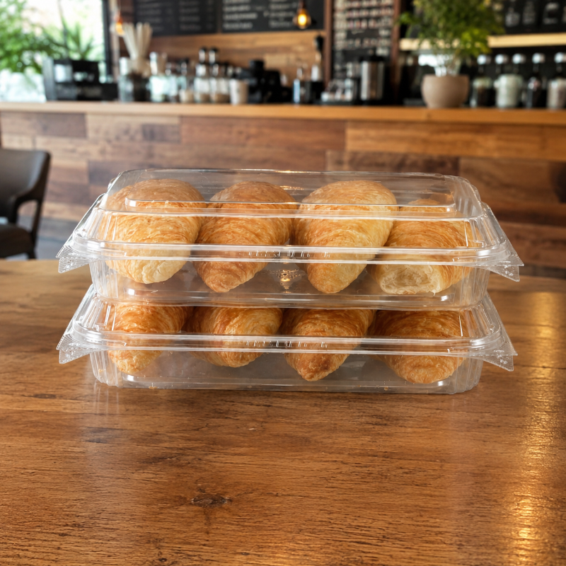 CrystalFresh 13 x 6 Rectangular No Rib Design Hinged Bakery Container with Low Dome Lid - #CF6090
