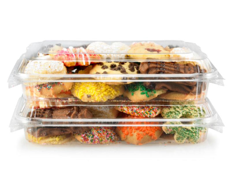 CrystalFresh 9 x 6 Rectangular No Rib Design Hinged Bakery Container w/ Low Dome Lid - #CF6030