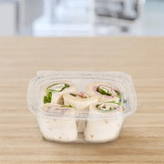 Dart 12 oz. Clear PET Plastic Tamper Evident & Tamper Resistant Container w/ Flat Lid - #CH12DEF Dart Container