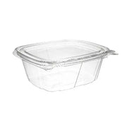 Dart 12 oz. Clear PET Plastic Tamper Evident & Tamper Resistant Container w/ Flat Lid - #CH12DEF Dart Container