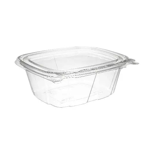 Dart 12 oz. Clear PET Plastic Tamper Evident & Tamper Resistant Container w/ Flat Lid - #CH12DEF Dart Container