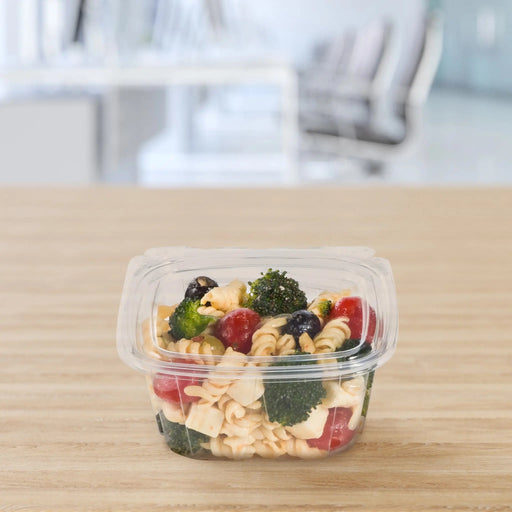 Dart 16 oz. Clear Plastic Tamper-Evident/Resistant Container w/ Flat Lid - #CH16DEF - KitchenDance