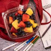 Dart 32 oz. Clear Plastic Tamper-Evident & Resistant Container w/ Flat Lid - #CH32DEF Dart Container