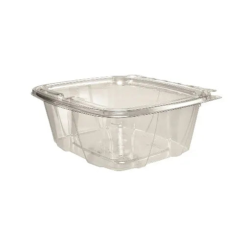 Dart 32 oz. Clear Plastic Tamper-Evident & Resistant Container w/ Flat Lid - #CH32DEF Dart Container