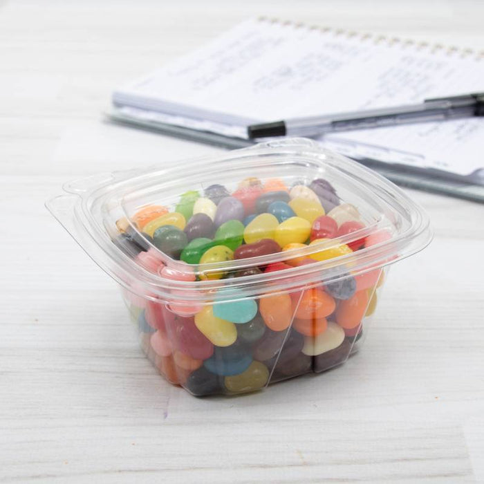 4 oz. PET Plastic Tamper-Evident/Resistant Clear Container with Flat Lid - #CH4DEF
