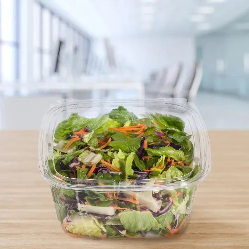 Dart 64 oz. Clear PET Plastic Tamper-Evident/Resistant Container w/ Flat Lid - #CH64DEF