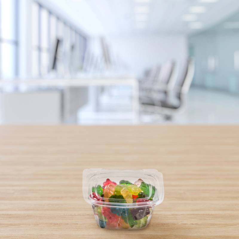 6 oz. PET Plastic Tamper-Evident/Resistant Clear Container with Flat Lid - #CH6DEF