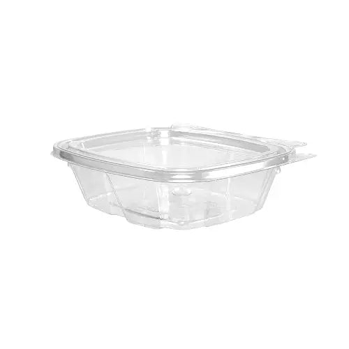 Dart 8 oz. Tamper Evident & Tamper Resistant PET Hinged Container with Flat Lid  - #CH8DEF Dart Container