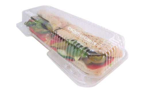 plastic sandwich / Danish container, 12" long food container 