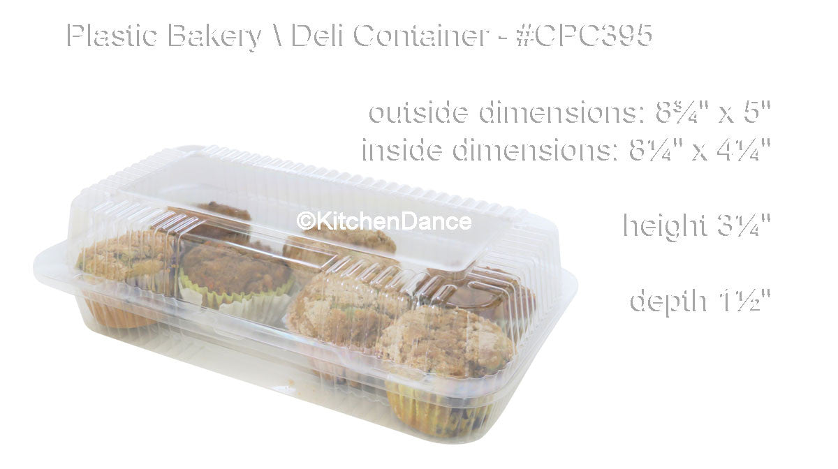 plastic food container, bakery or deli container - hinged lid