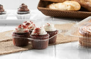Low Dome 4 Compartment Plastic Cupcake/Muffin Container - #SLP54P Inline Plastics