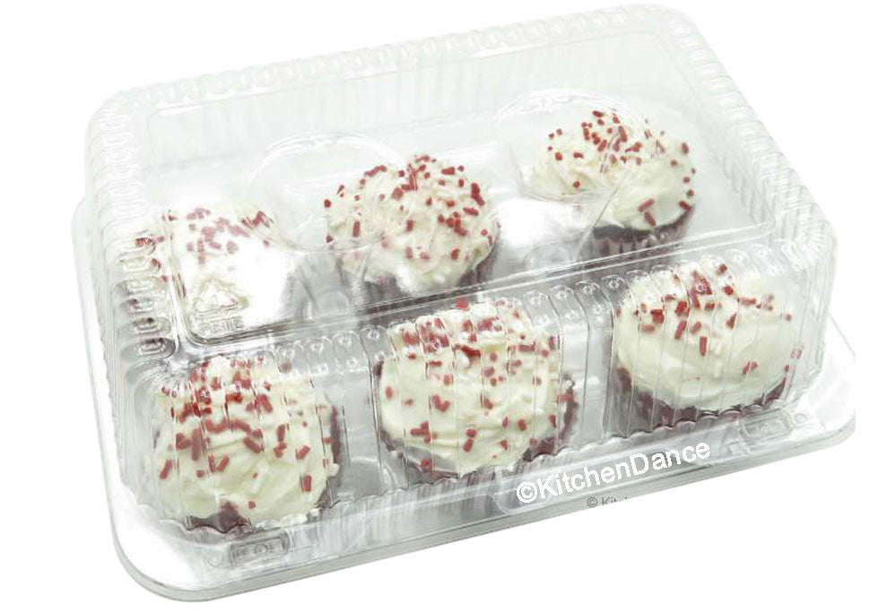 6 cup or 6 count high dome plastic cupcake container