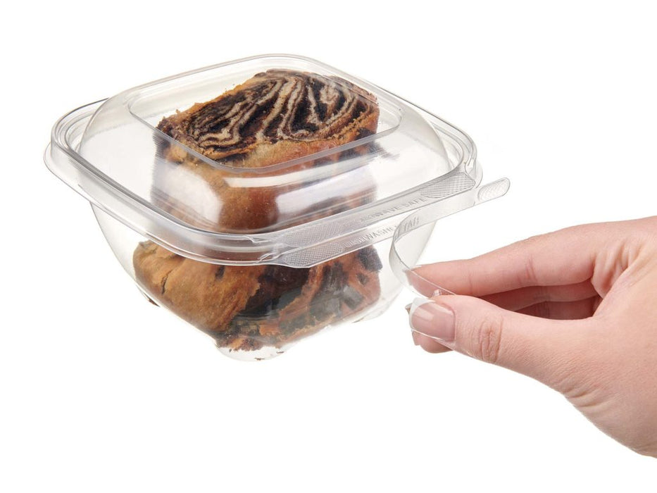 Safe-T-Chef 5x5 Tamper Evident & Tamper Resistant Microwaveable Clamshell Container, 12 oz. - #C5512XD