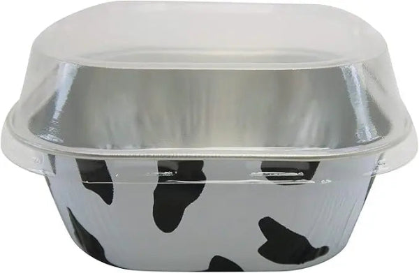 4" Square Colored Aluminum Foil Dessert Pan with Snap-On Plastic Lid   #A6P KitchenDance