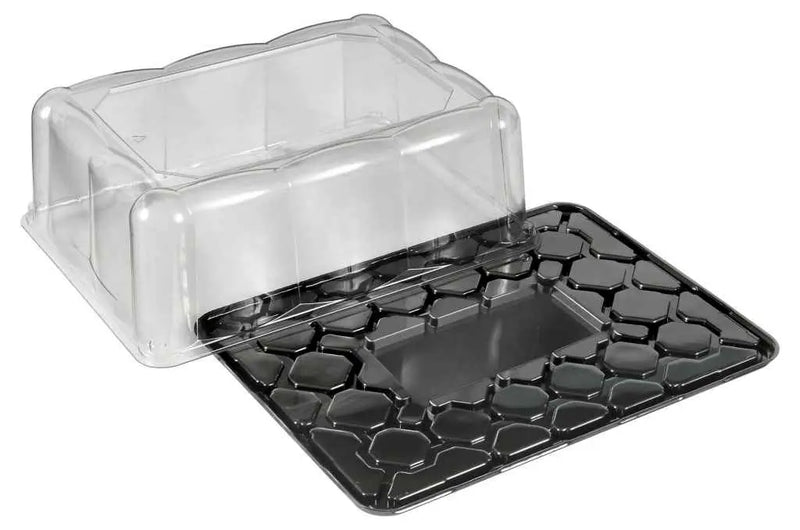 D&W Fine Pack Black PET 1/4 Sheet Cake Base with High Dome Lid- Pack of 10- #DC82P D & W Fine pack