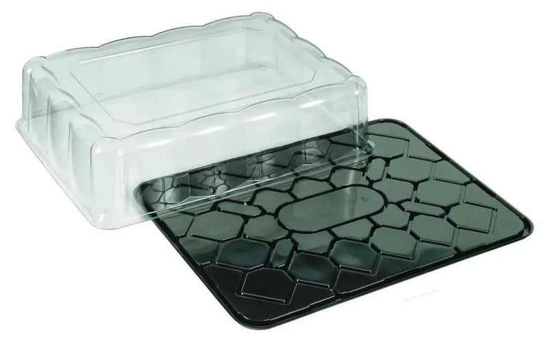 D&W Fine Pack Black PET 1/2 Sheet Cake Base with Low Dome Lid - Pack of 10 #DC92P D & W Fine pack